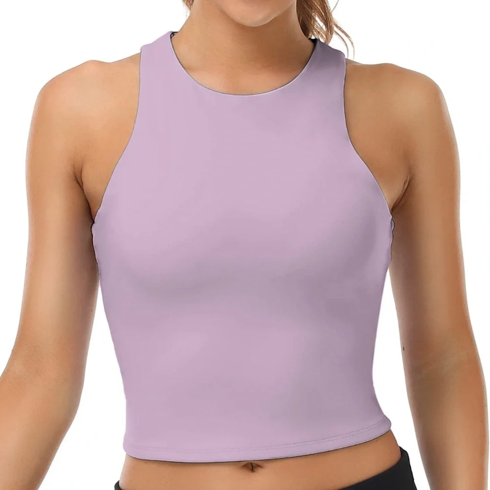 NWOT Colorfulkoala High Neck Contour Sleeveless Crop Double Lined Yoga S… - Picture 3 of 9